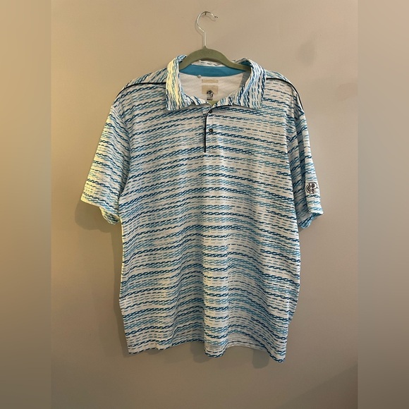 Adidas Blue and White Printed Golf Polo - Picture 1 of 6